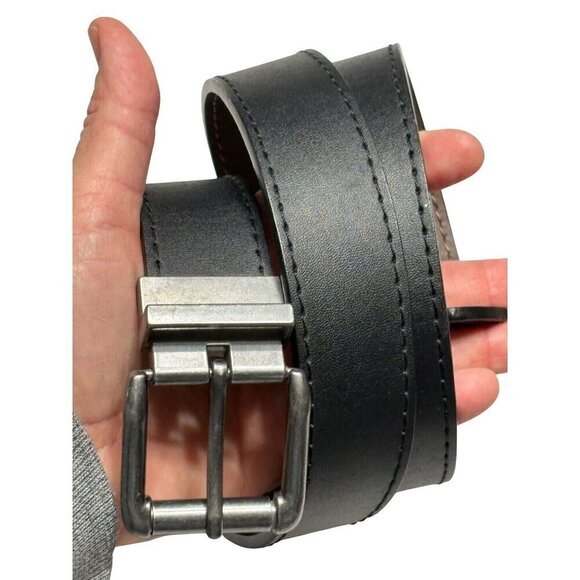 Genuine Leather Black Belt With Silver Buckle Adjustable Size 36 Quality Career - Picture 1 of 11